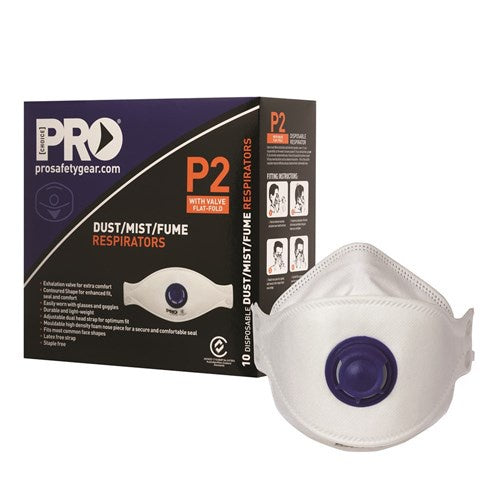 Pro Choice P2 Dust Masks Flat Fold PS With Valve Respirator N95 PCFFP2V