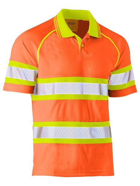 BK1223T BISLEY TAPE DOUBLE HI VIS MESH POLO SHIRT - SHORT SLEEVE - ON THE GO SAFETY & WORKWEAR