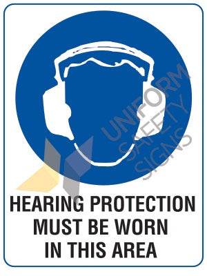 102 HEARING PROTECTION MUST BE WORN IN THIS AREA 600x450mm