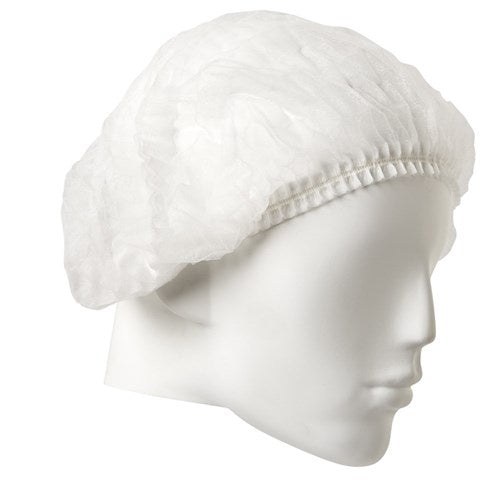 Pro Choice Disposable Crimped Beret White 24 inch PP - 100 PACK DCRI24W