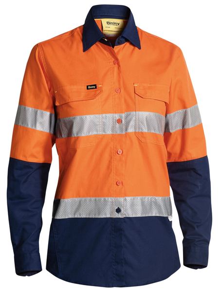 BL6415T BISLEY LADIES 3M TAPED HI VIS X AIRFLOW RIPSTOP SHIRT - LONG SLEEVE - ON THE GO SAFETY & WORKWEAR