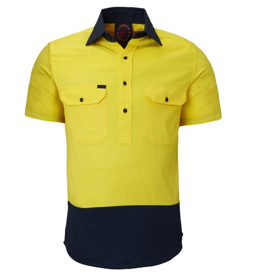 Ritemate Closed Front Short Sleeve 2-Tone Shirt RM105CFS