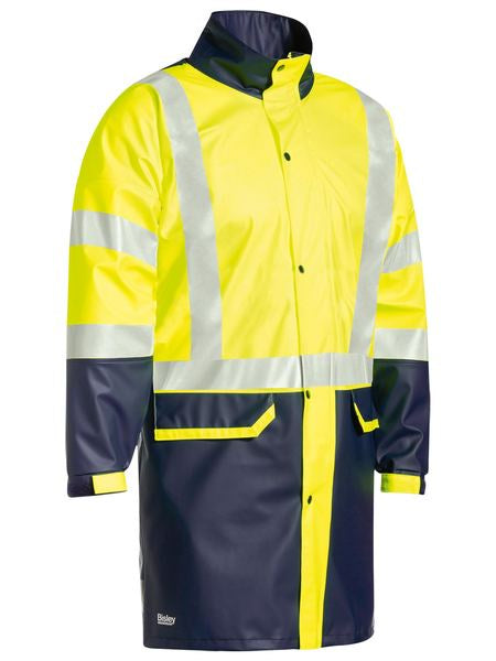 BJ6935HT BISLEY TAPED TWO TONE HI VIS STRETCH PU RAIN COAT - ON THE GO SAFETY & WORKWEAR