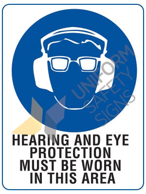 101LSM 450X300MM-METAL HEARING AND EYE PROTECTION MUST BE WORN IN THIS AREA