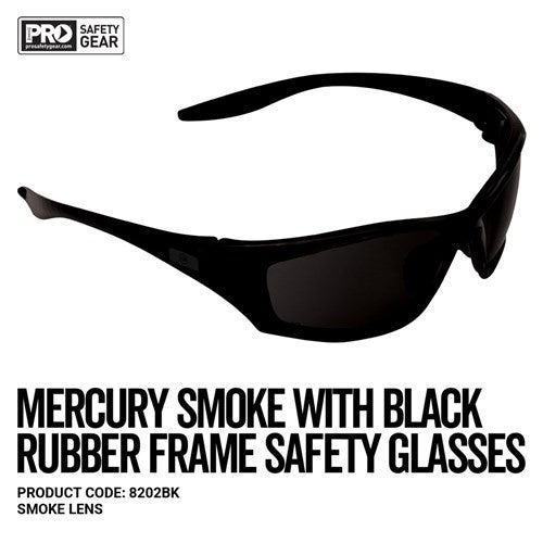 8202BK ProChoice® Mercury Black Frame Safety Glasses Smoke Lens