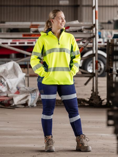 BISLEY Ladies Flx &amp; Move Hi Vis Taped Liquid Repellent Fleece Hoodie BKL6571T