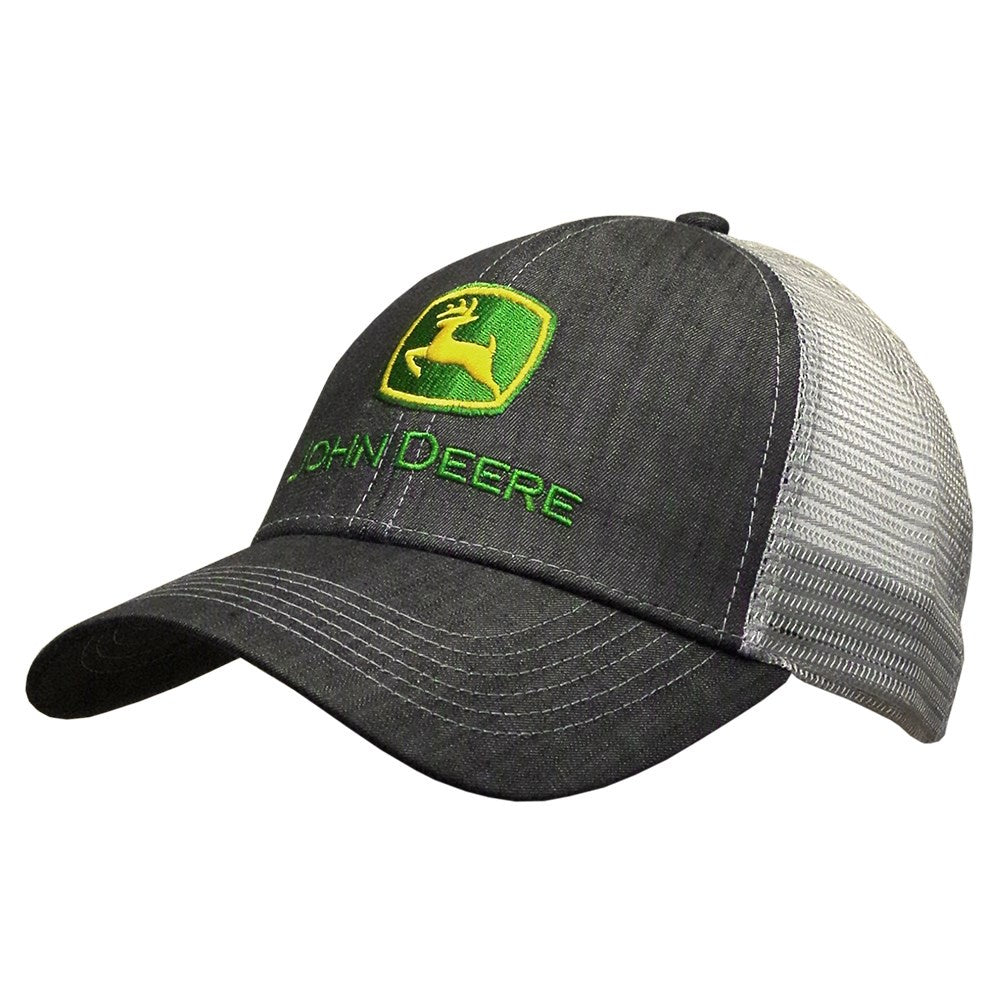 John Deere LP67049-JD Twill/Trucker Mesh Cap-Charcoal