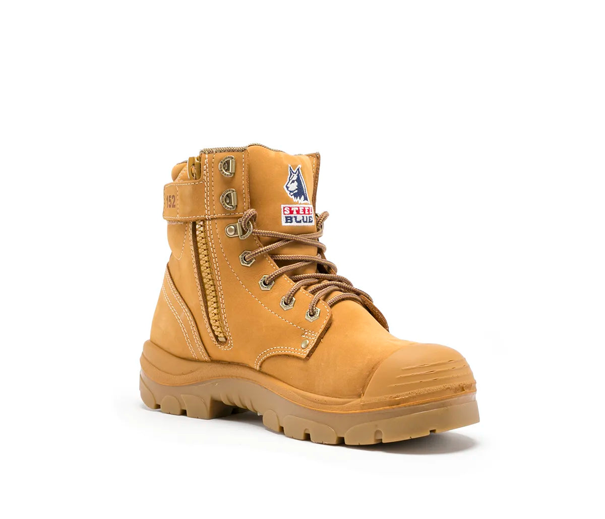 STEEL BLUE Argyle Lace Up Boot With Zip And Bump Cap 332152