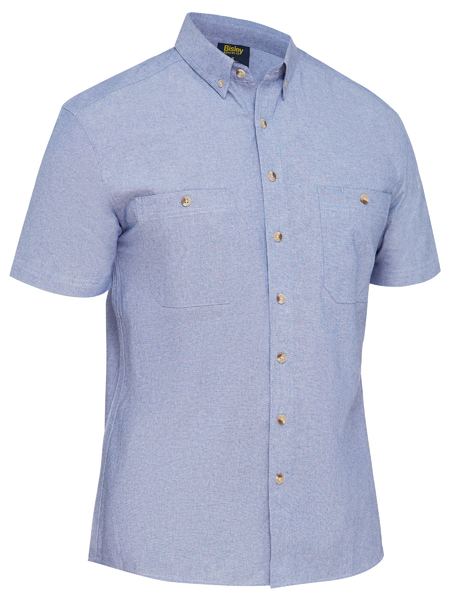 BISLEY Mens Short Sleeve Chambray Shirt BS1407