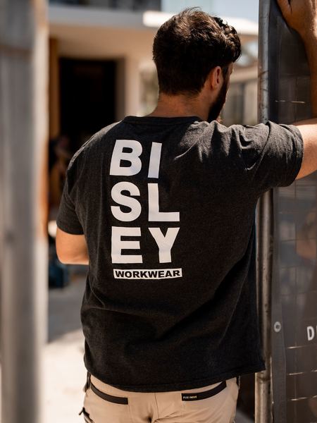 BISLEY Cotton Vertical Logo Short Sleeve Tee BKT091