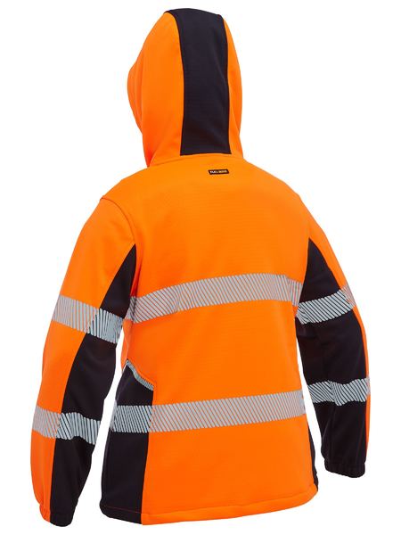 BISLEY Ladies Flx &amp; Move Hi Vis Taped Liquid Repellent Fleece Hoodie BKL6571T