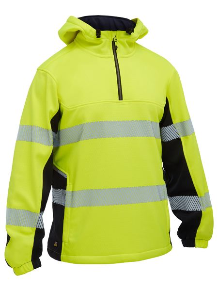 BISLEY Flx &amp; Move Hi VIs Taped Liquid Repellent Fleece Hoodie BK6571T