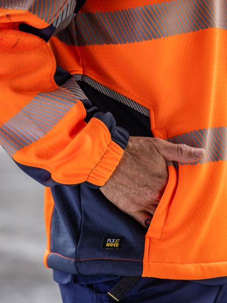 BISLEY Flx &amp; Move Hi VIs Taped Liquid Repellent Fleece Hoodie BK6571T