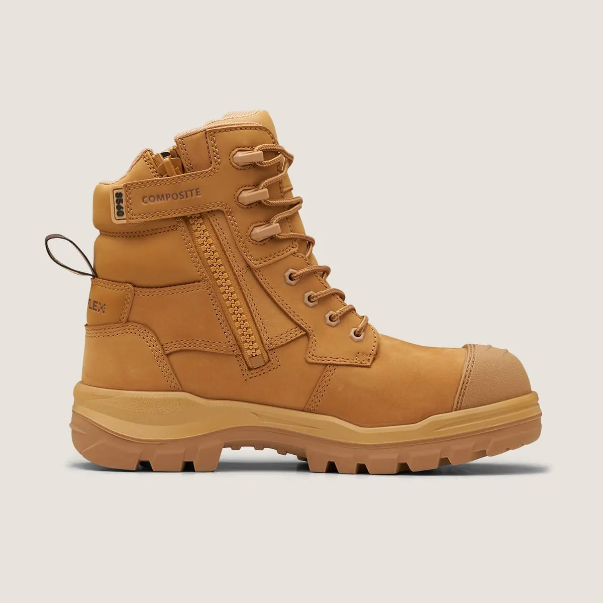 BLUNDSTONE Unisex RotoFlex Water-Resistant Nubuck Zip-Sided Safety Boot - Wheat 8560
