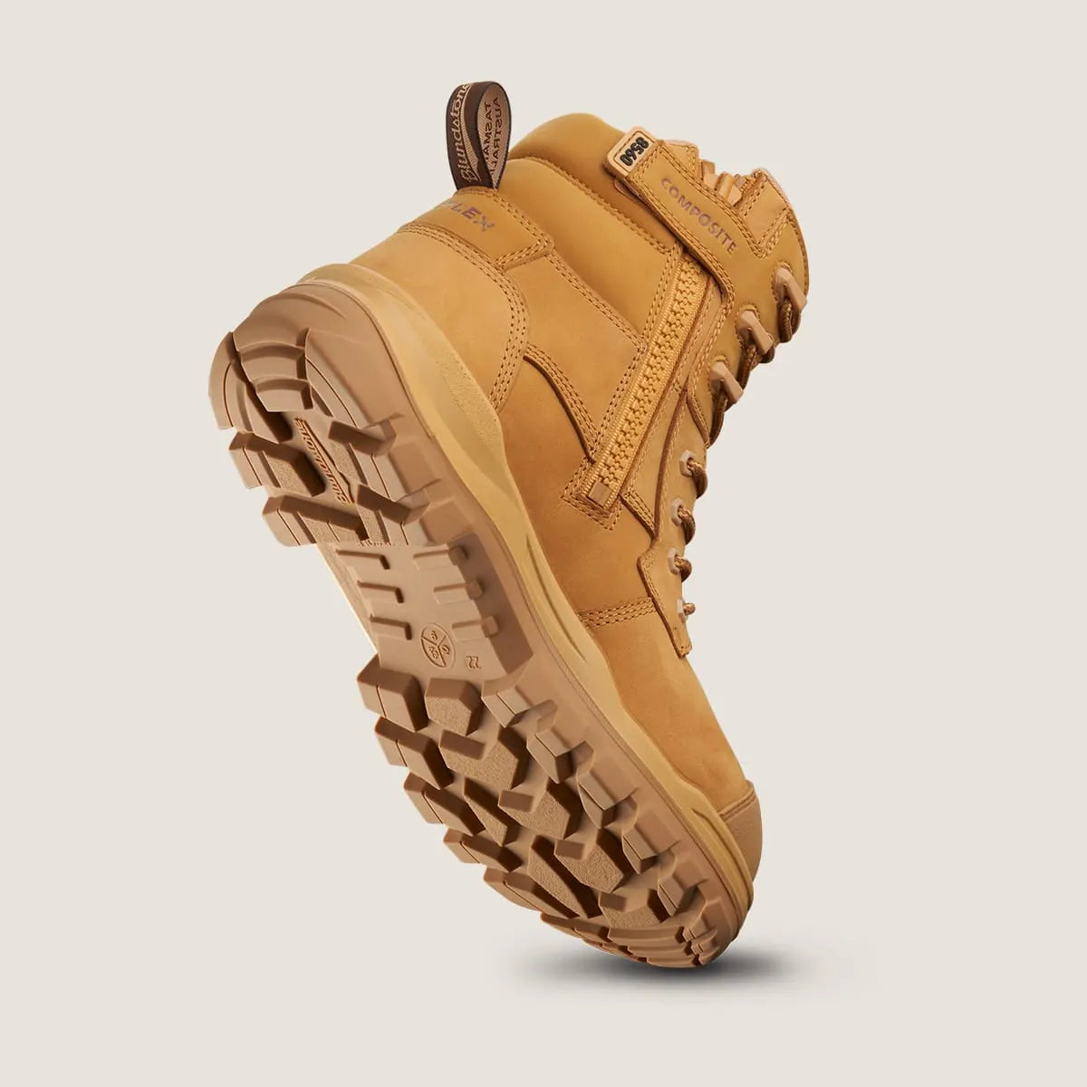 BLUNDSTONE Unisex RotoFlex Water-Resistant Nubuck Zip-Sided Safety Boot - Wheat 8560