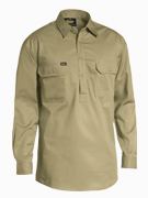 BISLEY Closed Front Cotton Light Weight Drill Shirt - Long Sleeve BSC6820