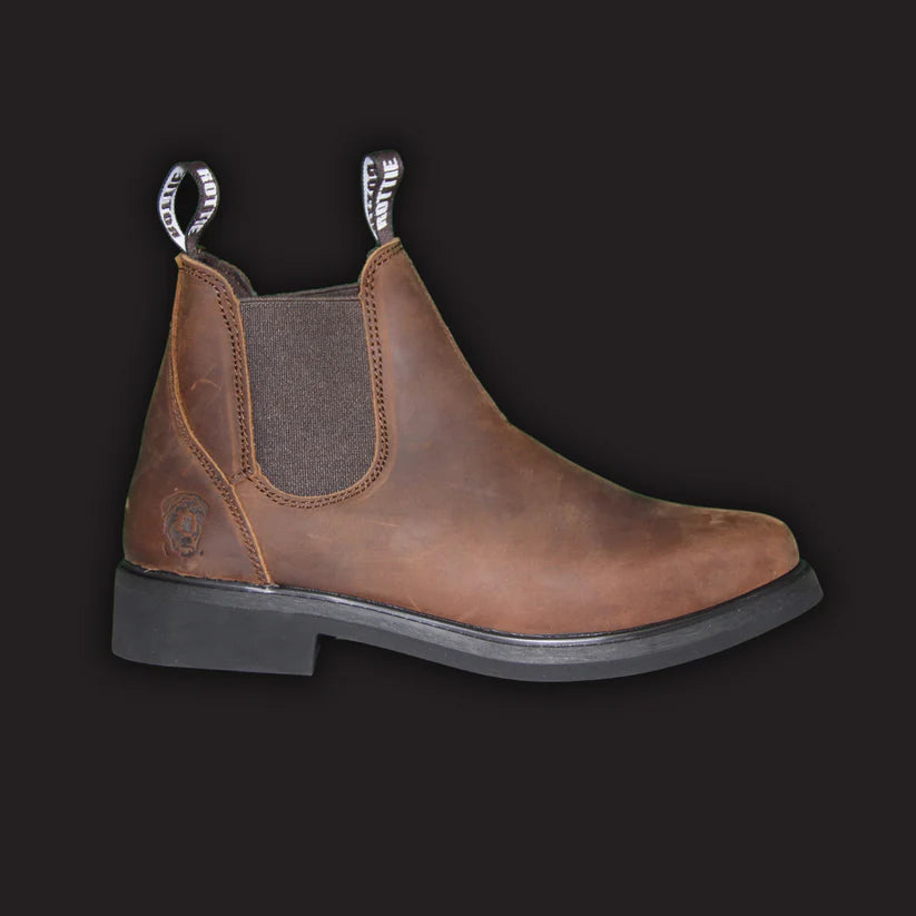 ROTTIE Omeo Elastic Sided Brown Suede Boot with Steel Cap  RWBOMEO
