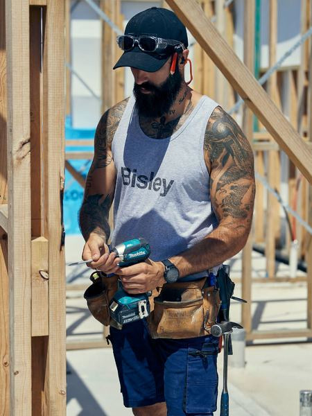 BISLEY Mens Cotton Logo Singlet BKS063