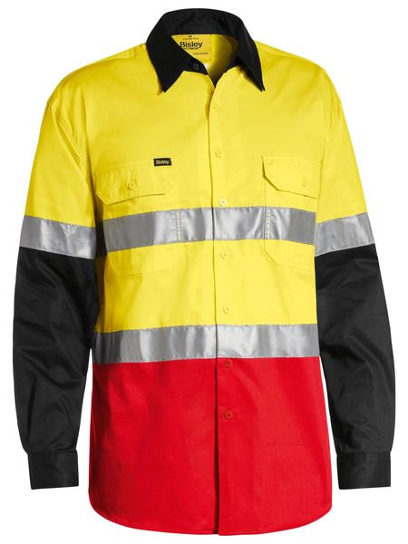 BISLEY 3M Taped Hi Vis Cool Light Weight Three Tone Long Sleeve Shirt BS6697T