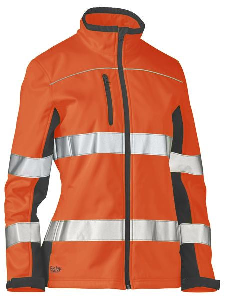 BISLEY Ladies Taped Two Tone Hi Vis Soft Shell Jacket BJL6059T