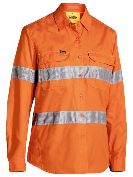BL6416T BISLEY LADIES 3M TAPED HI VIS X AIRFLOW RIPSTOP SHIRT - ON THE GO SAFETY & WORKWEAR