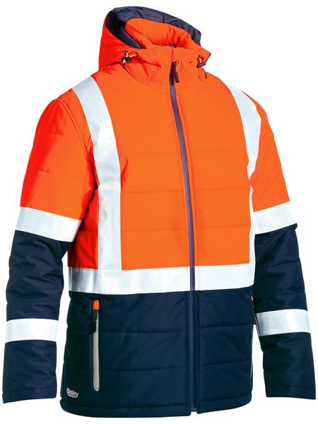 BJ6929HT BISLEY TAPED TWO TONE HI VIS PUFFER JACKET - ON THE GO SAFETY &amp; WORKWEAR