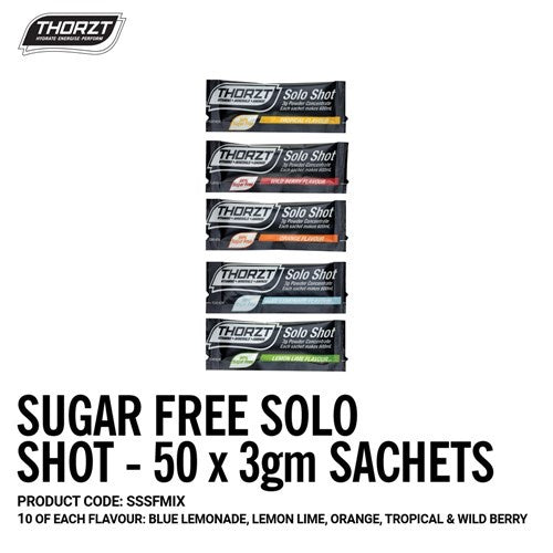 THORZT Sugar Free Single Serve Sachet 3g - 600mL - 50 Pack (10 Of Each Flavour) SSSFMIX