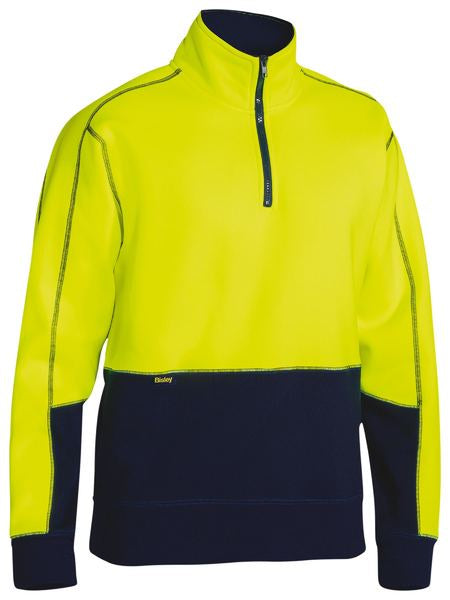 BK6989 BISLEY HI VIS 1/4 ZIP FLEECE PULLOVER - ON THE GO SAFETY &amp; WORKWEAR