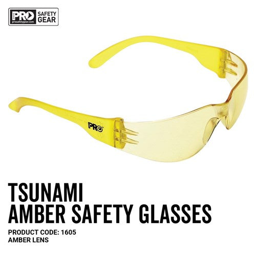 1605 PRO CHOICE TSUNAMI SAFETY GLASSES AMBER - ON THE GO SAFETY & WORKWEAR