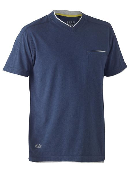 BK1933 BISLEY FLEX & MOVE COTTON RICH V NECK SHORT SLEEVE TEE - ON THE GO SAFETY & WORKWEAR