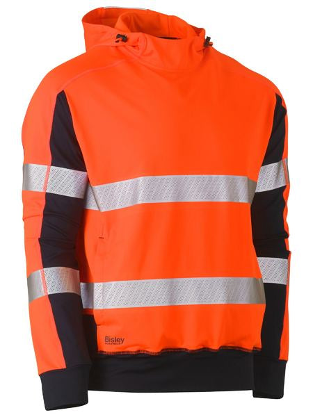 BK6815T BISLEY TAPED HI VIS STRETCHY FLEECE HOODIE - ON THE GO SAFETY &amp; WORKWEAR