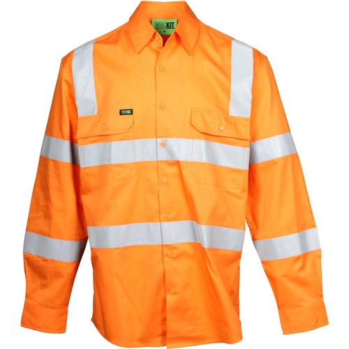 WORK IT Hi Vis Lightweight VIC Rail Taped Shirt - 100% Preshrunk Cotton 2035