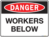 DANGER WORKERS BELOW METAL SIGN 600x450mm 840454
