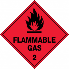 FLAMMABLE GAS 2 - RED POLY SIGN 270x270mm