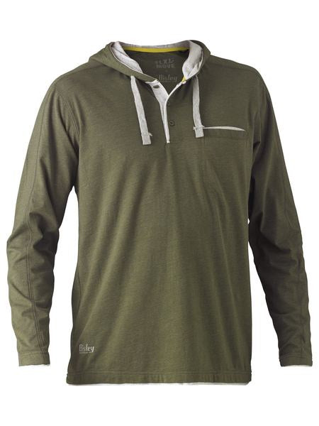 BK6220 BISLEY FLEX & MOVE COTTON RICH HOODIE LONG SLEEVE TEE - ON THE GO SAFETY & WORKWEAR