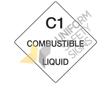 C1 COMBUSTIBLE LIQUID METAL SIGN 270x270mm