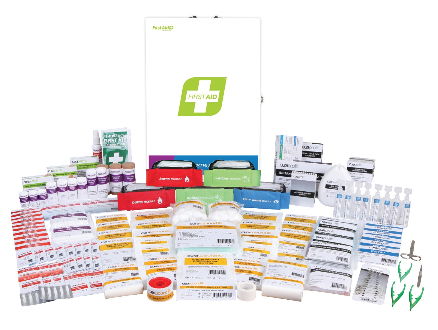 FAR4C10 FIRST AID KIT, R4, CONSTRUCTA MEDIC KIT, METAL WALL MOUNT