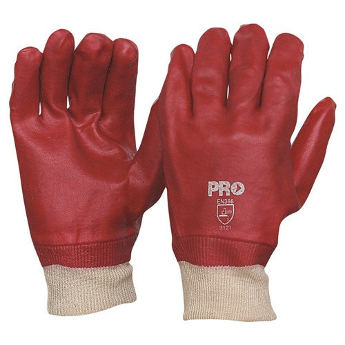 PVC27KW RED DIPPED KNIT WRIST GLOVES
