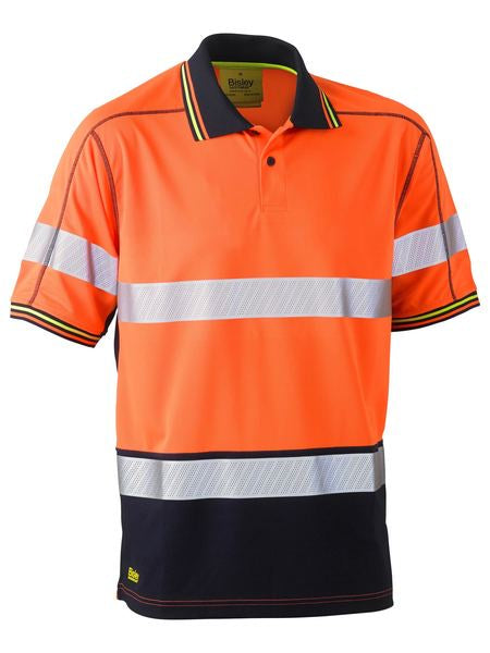 BK1219T BISLEY TAPED TWO TONE HI VIS POLYESTER MESH SHORT SLEEVE POLO SHIRT - ON THE GO SAFETY &amp; WORKWEAR