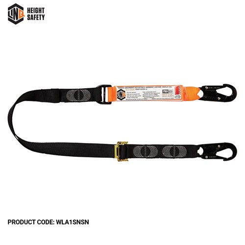 WLA1SNSN LINQ Elite Single Leg Shock Absorbing 2M Adjustable Lanyard with Hardware SN X2 - ON THE GO SAFETY & WORKWEAR