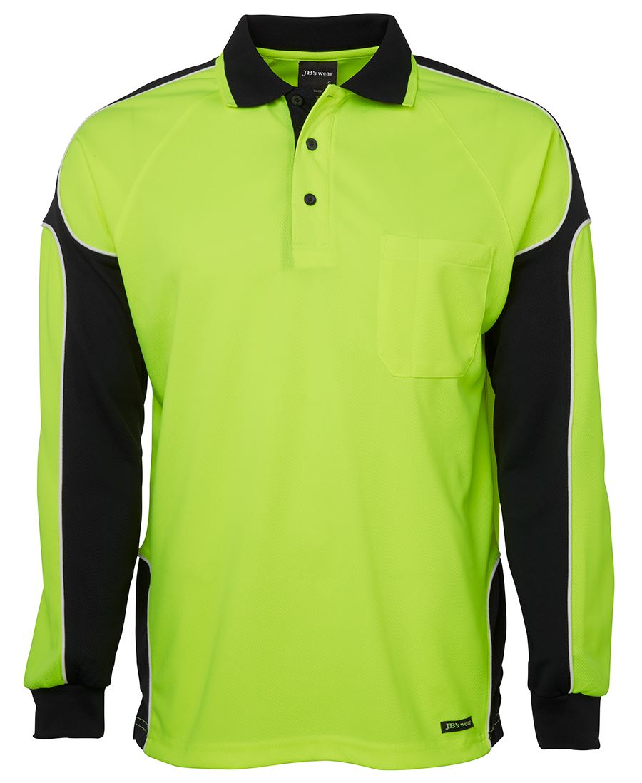 6AP4L JB&#39;S HI-VIS LONG SLEEVE POLO SHIRT - ON THE GO SAFETY &amp; WORKWEAR