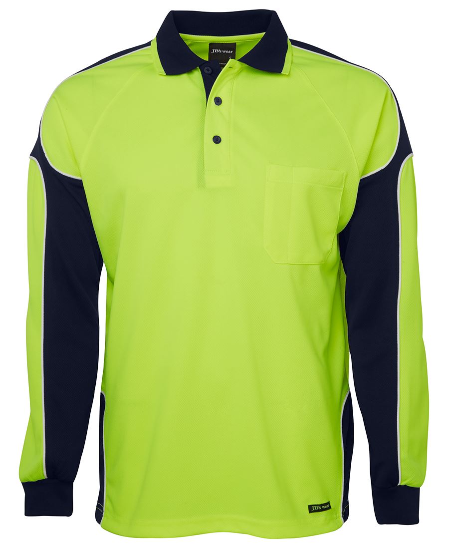 6AP4L JB&#39;S HI-VIS LONG SLEEVE POLO SHIRT - ON THE GO SAFETY &amp; WORKWEAR