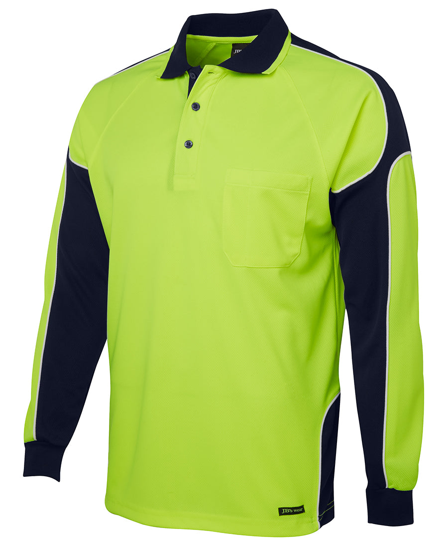 6AP4L JB&#39;S HI-VIS LONG SLEEVE POLO SHIRT - ON THE GO SAFETY &amp; WORKWEAR