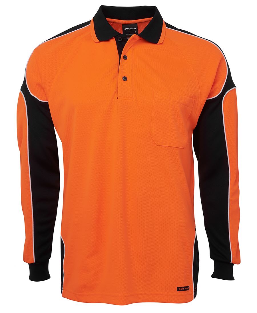 6AP4L JB&#39;S HI-VIS LONG SLEEVE POLO SHIRT - ON THE GO SAFETY &amp; WORKWEAR
