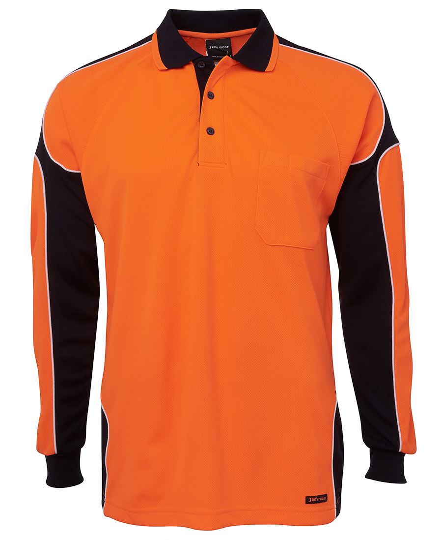 6AP4L JB&#39;S HI-VIS LONG SLEEVE POLO SHIRT - ON THE GO SAFETY &amp; WORKWEAR