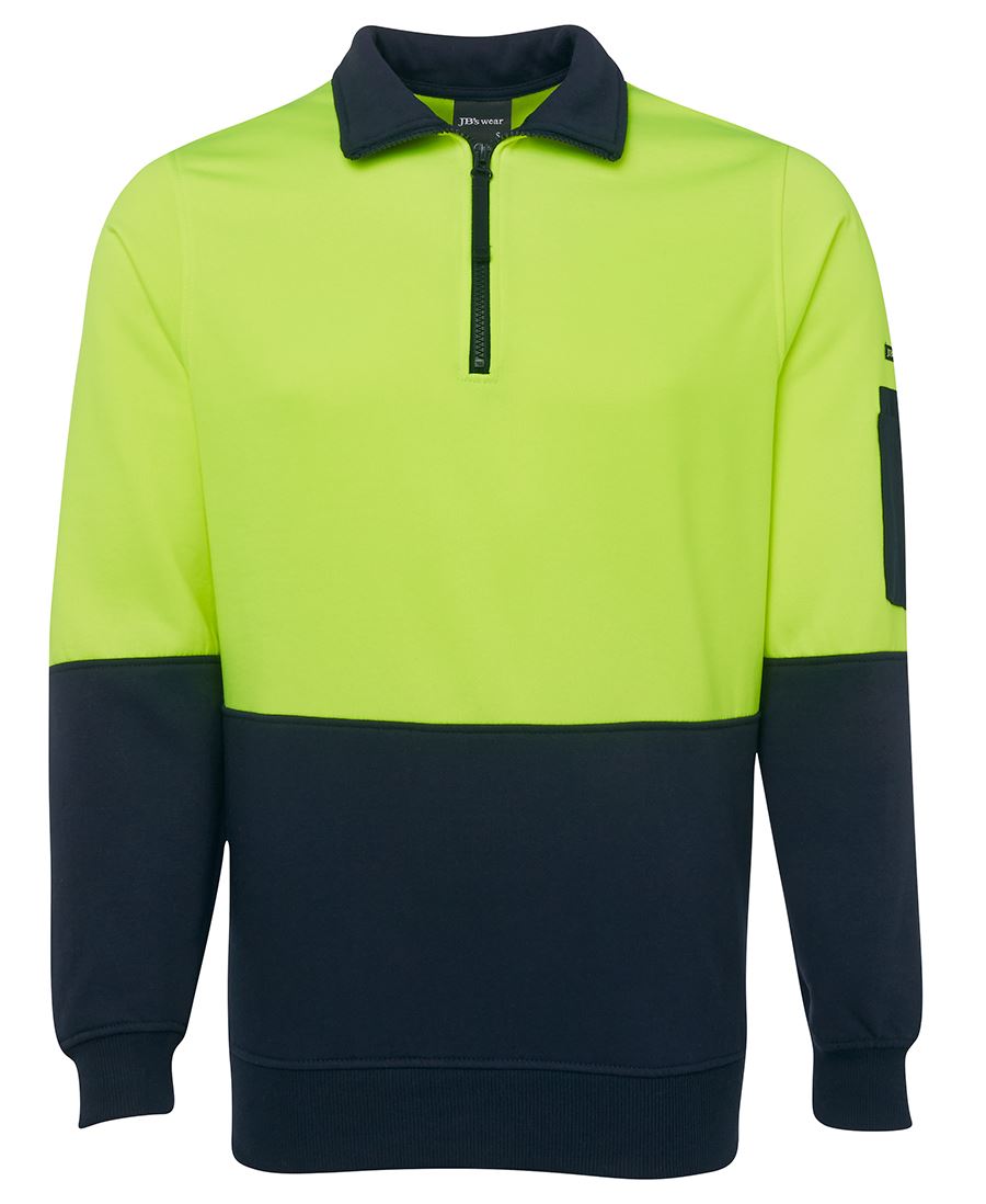 6HVFH JB'S HI VIS ½ ZIP FLEECY - ON THE GO SAFETY & WORKWEAR