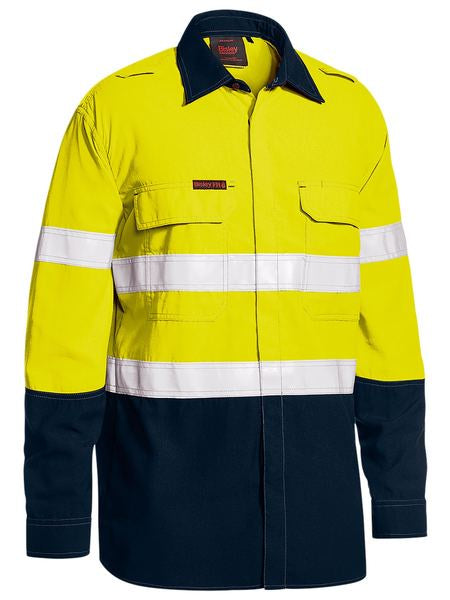 BISLEY Tencate Tecasafe Plus 480 Taped Two Tone Hi Vis Lightweight FR Vented Shirt - Long Sleeve BS8237T