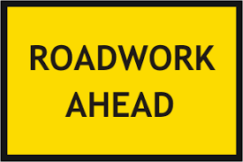ROAD WORK AHEAD METAL SIGN – REFLECTIVE  900x600mm