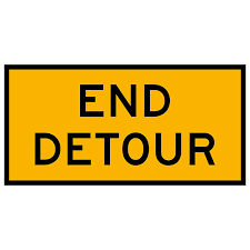 END DETOUR - YELLOW REFLECTIVE CORFLUTE SIGN 1200x300mm