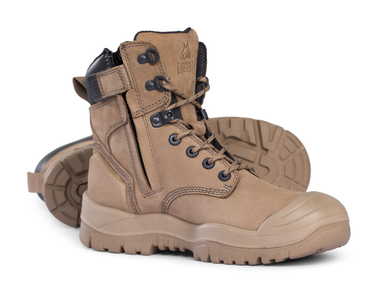 MONGREL High Leg Zip Side Boot W/ Scuff Cap - Stone 561060